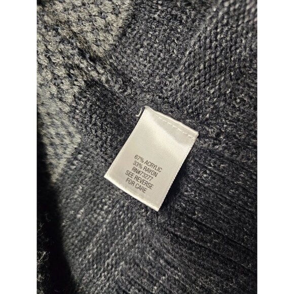 APT 9. XS BLACK GRAY STRIPED OPEN FRONT RIBBED CARDIGAN LONG TUNIC POCKET SWEATE - Picture 6 of 15